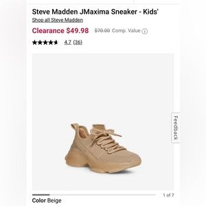Steve Madden JMaxima Sneaker - Kids' Color Beige Youth Size 2